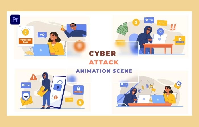 Premiere Pro Template For Cyber Attack Animation Scene
